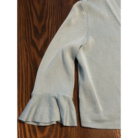 Talbots Open Cropped Cardigan Sweater Light Blue Women’s Small Scalloped Shrug - Picture 13 of 14